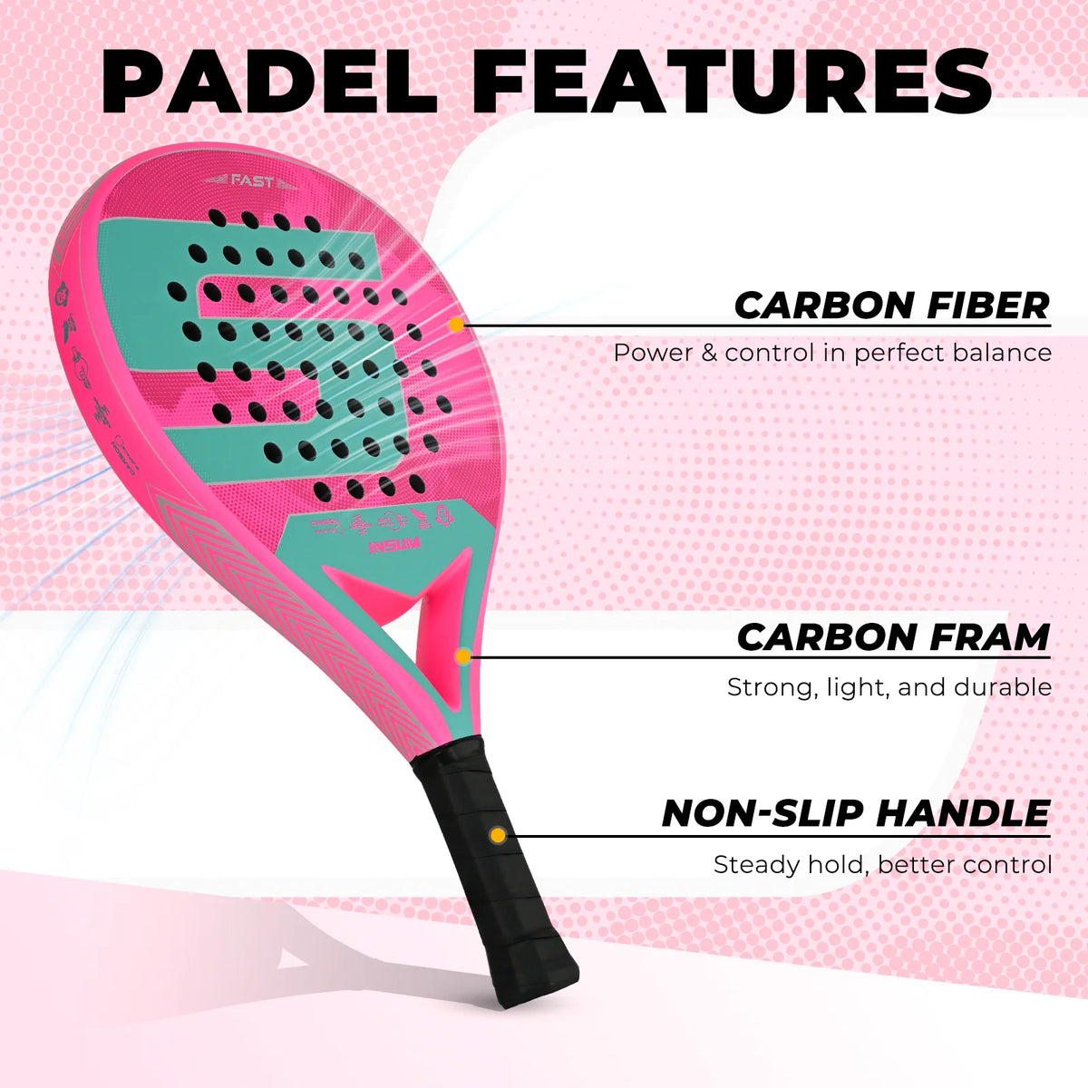 Carbon Fiber Padel Racket with EVA Foam Core