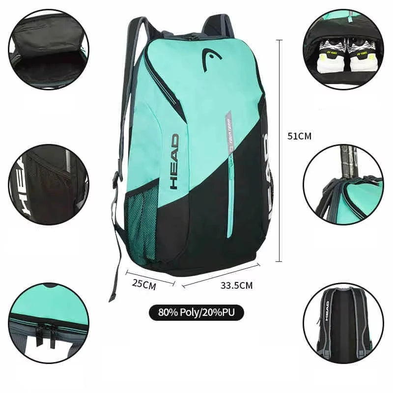 Large Capacity Padel Backpack with Shoe Compartment