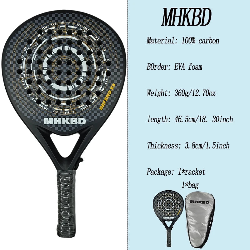 Carbon Fiber Padel Racket 47cm for Adults