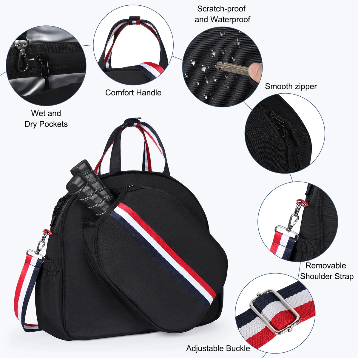 Nylon Adjustable Padel Backpack