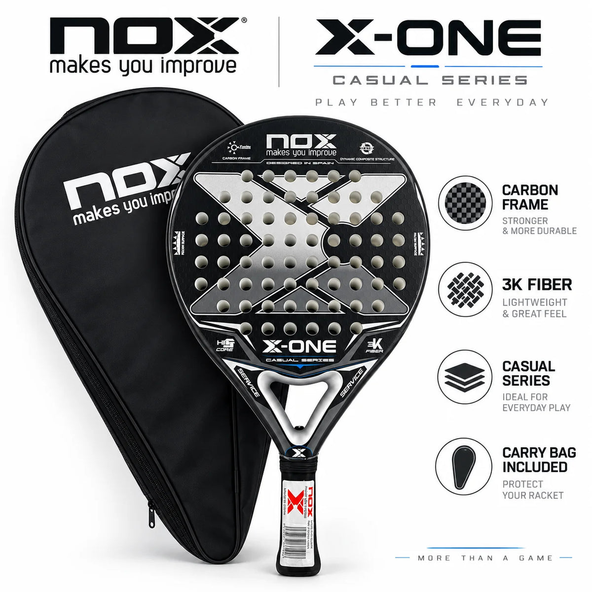 NOX Padel Racket Carbon Fiber 320-330g