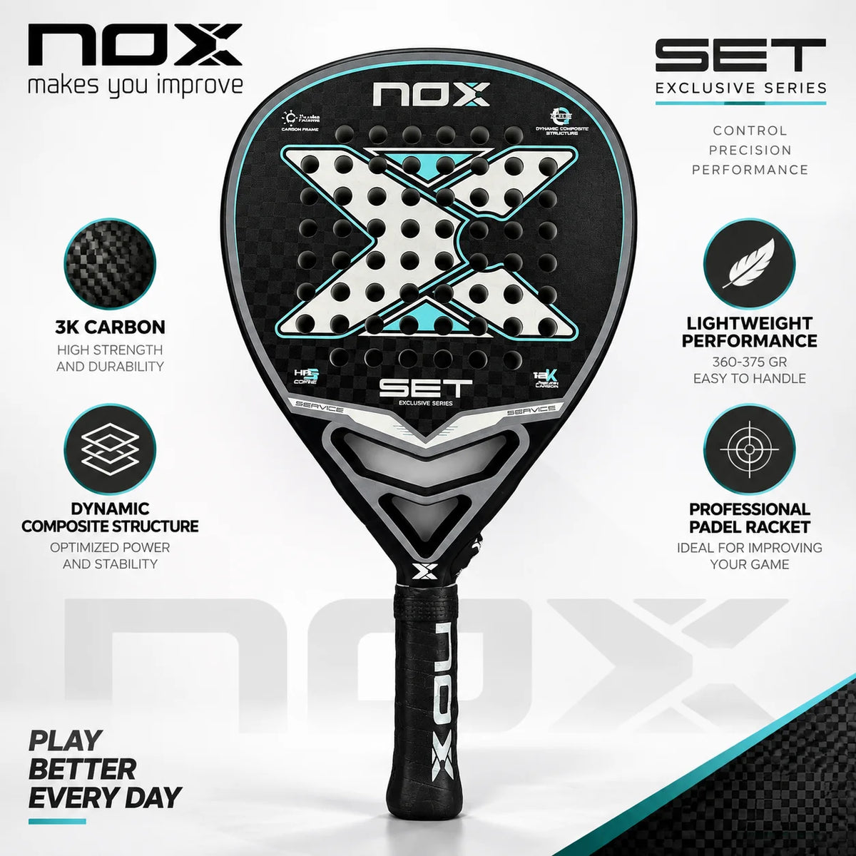NOX 12K Padel Racket Carbon Fiber EVA Foam