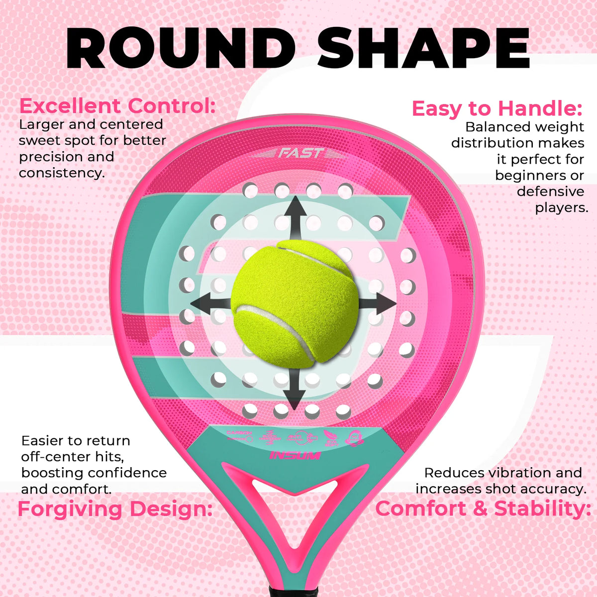 Carbon Fiber Padel Racket with EVA Foam Core
