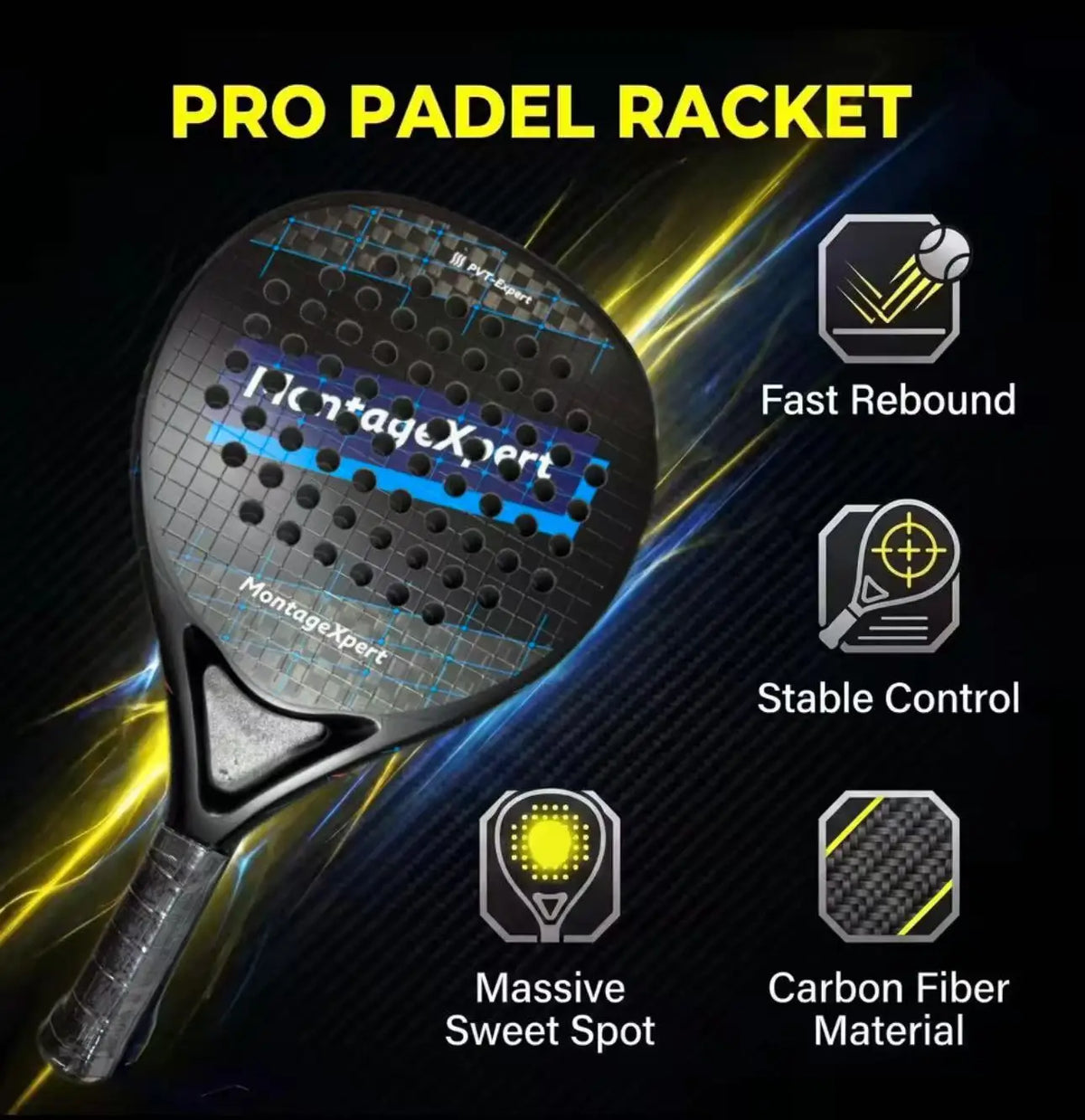 Lightweight Carbon Fiber Padel Racket 46 cm