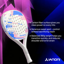 White Padel Racket Carbon Fiber EVA Foam
