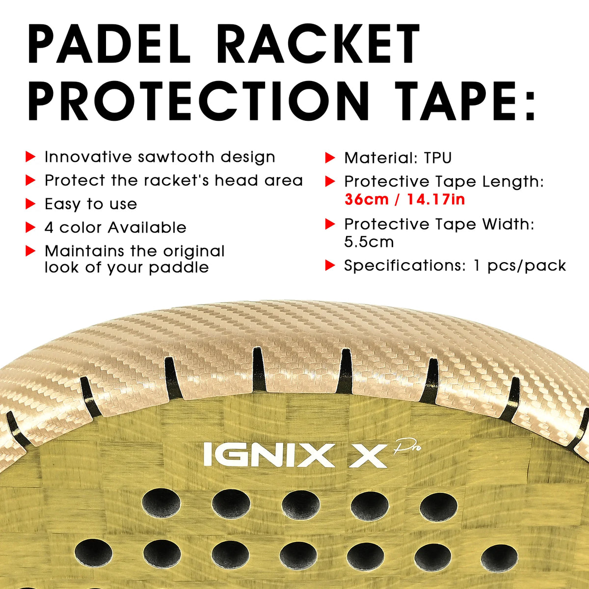 Padel Racket Protection Tape Pack of 2 4 or 6