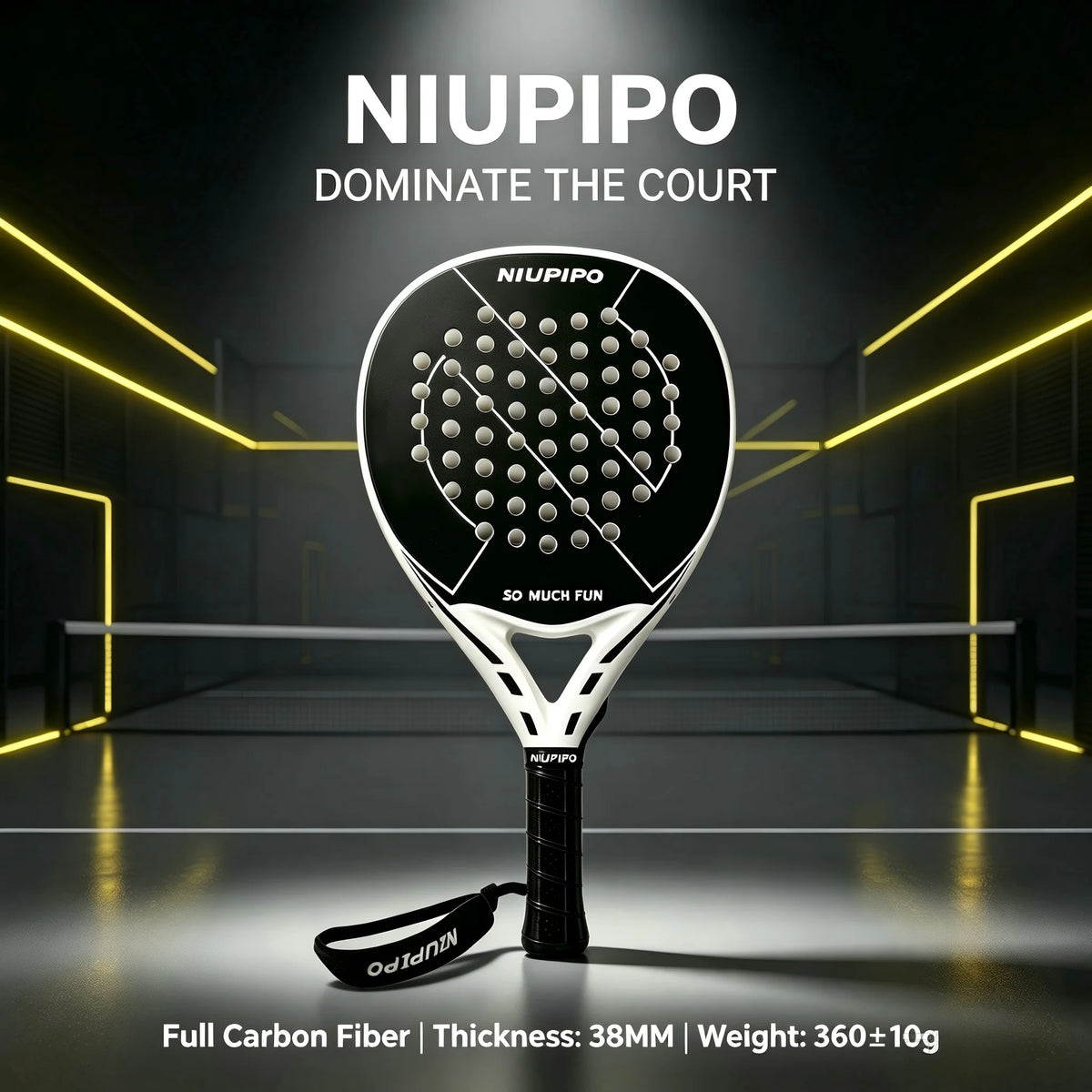 NIUPIPO Padel Racket Black White