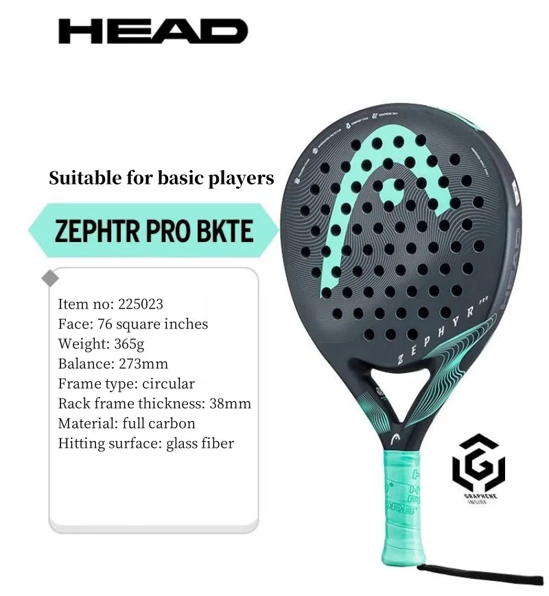 Carbon Fibre Padel Racket 4 3/8 Grip Size