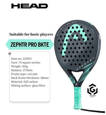 Carbon Fibre Padel Racket 4 3/8 Grip Size
