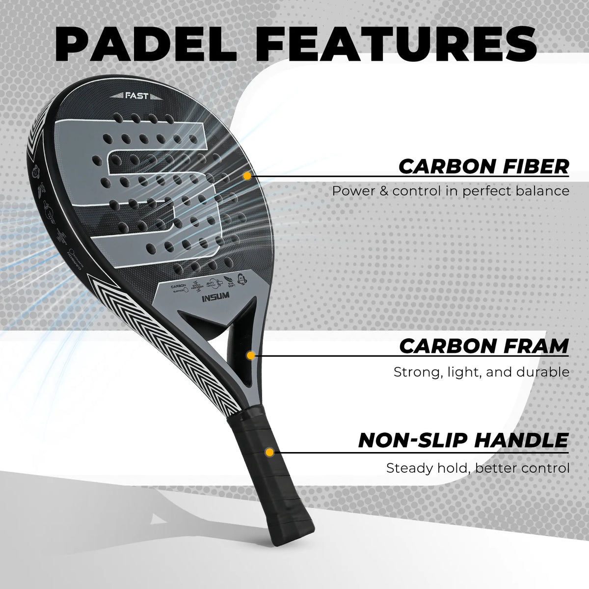 Carbon Fiber Padel Racket 45 cm Round Shape