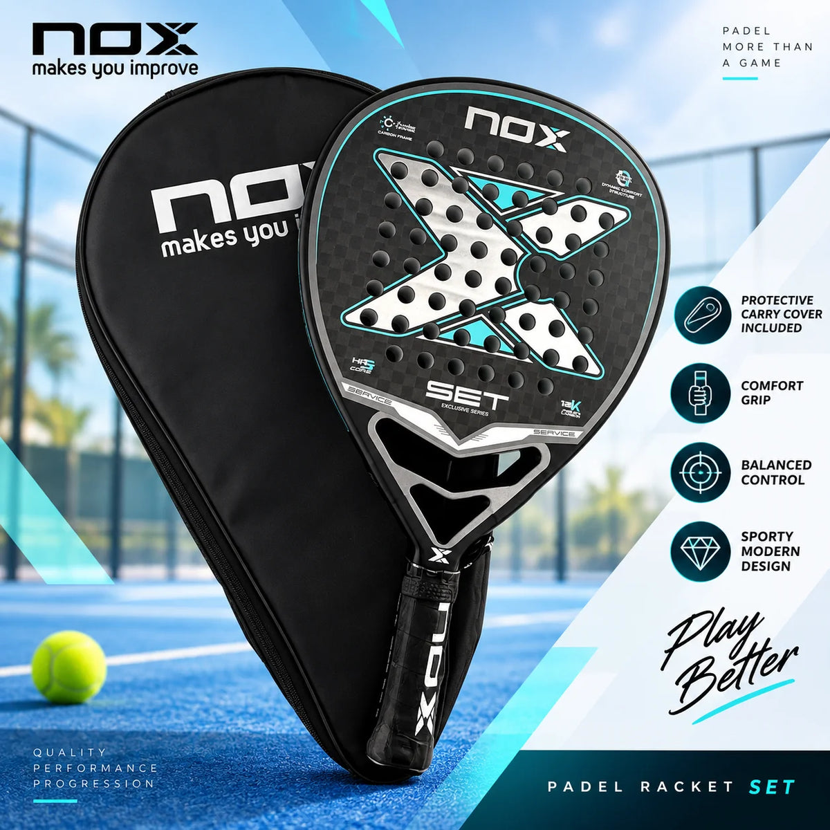 NOX 12K Padel Racket Carbon Fiber EVA Foam