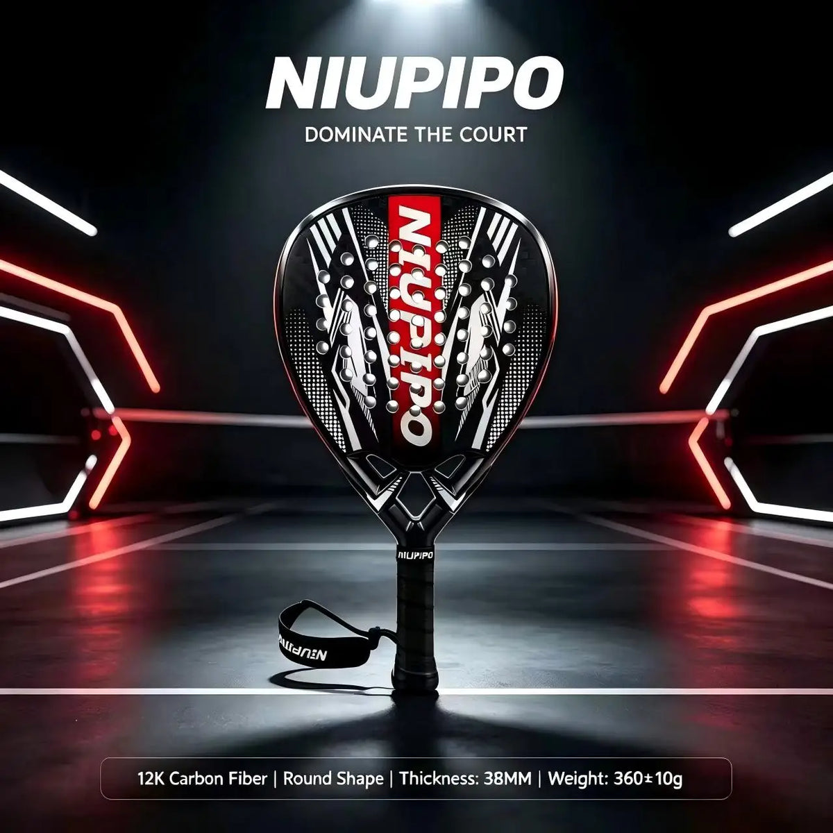 NIUPIPO Padel Racket 12K Carbon Fiber