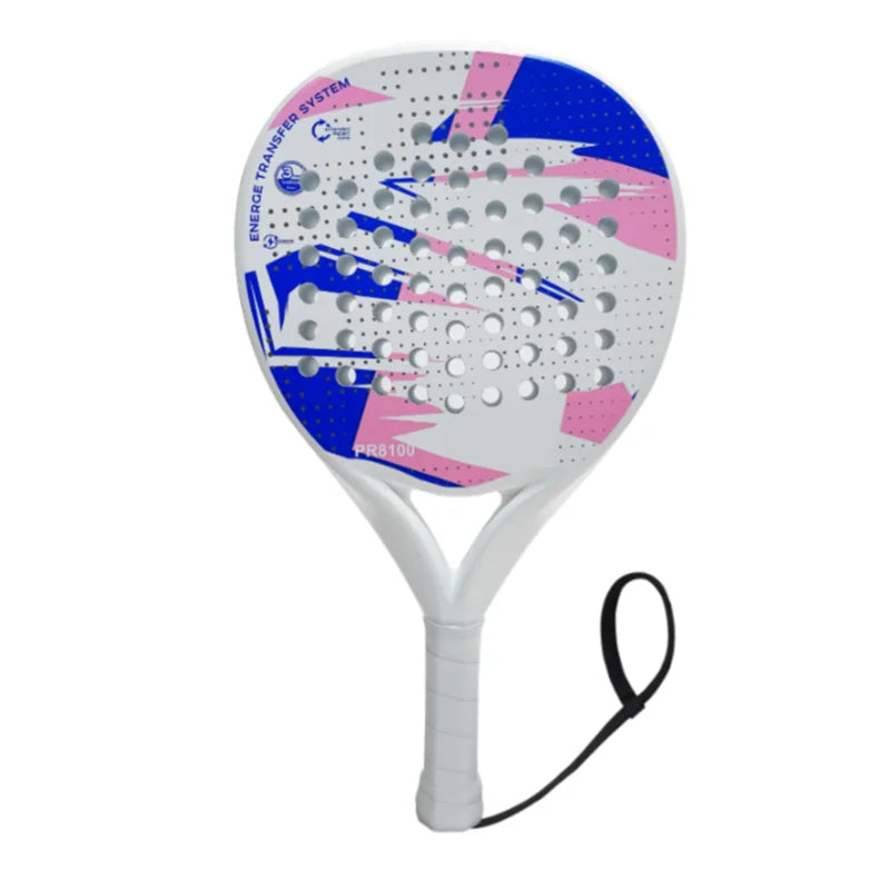 White Padel Racket Carbon Fiber EVA Foam