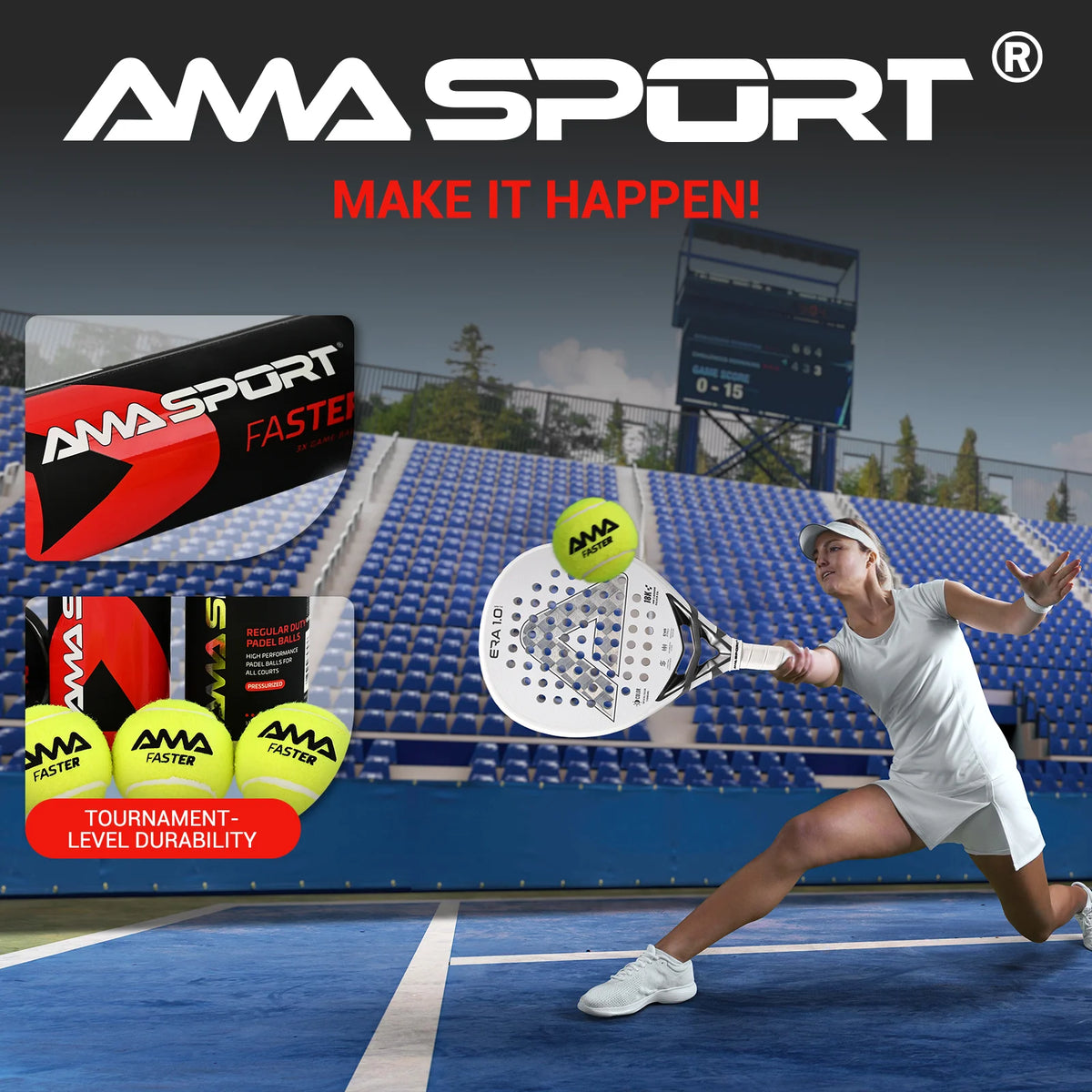 AMASPORT Padel Balls 10% Wool Felt Cover