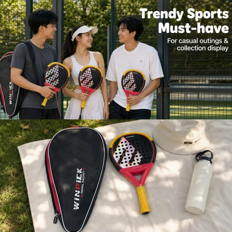 Carbon Fiber Padel Racket 45.5 cm with Carry Bag
