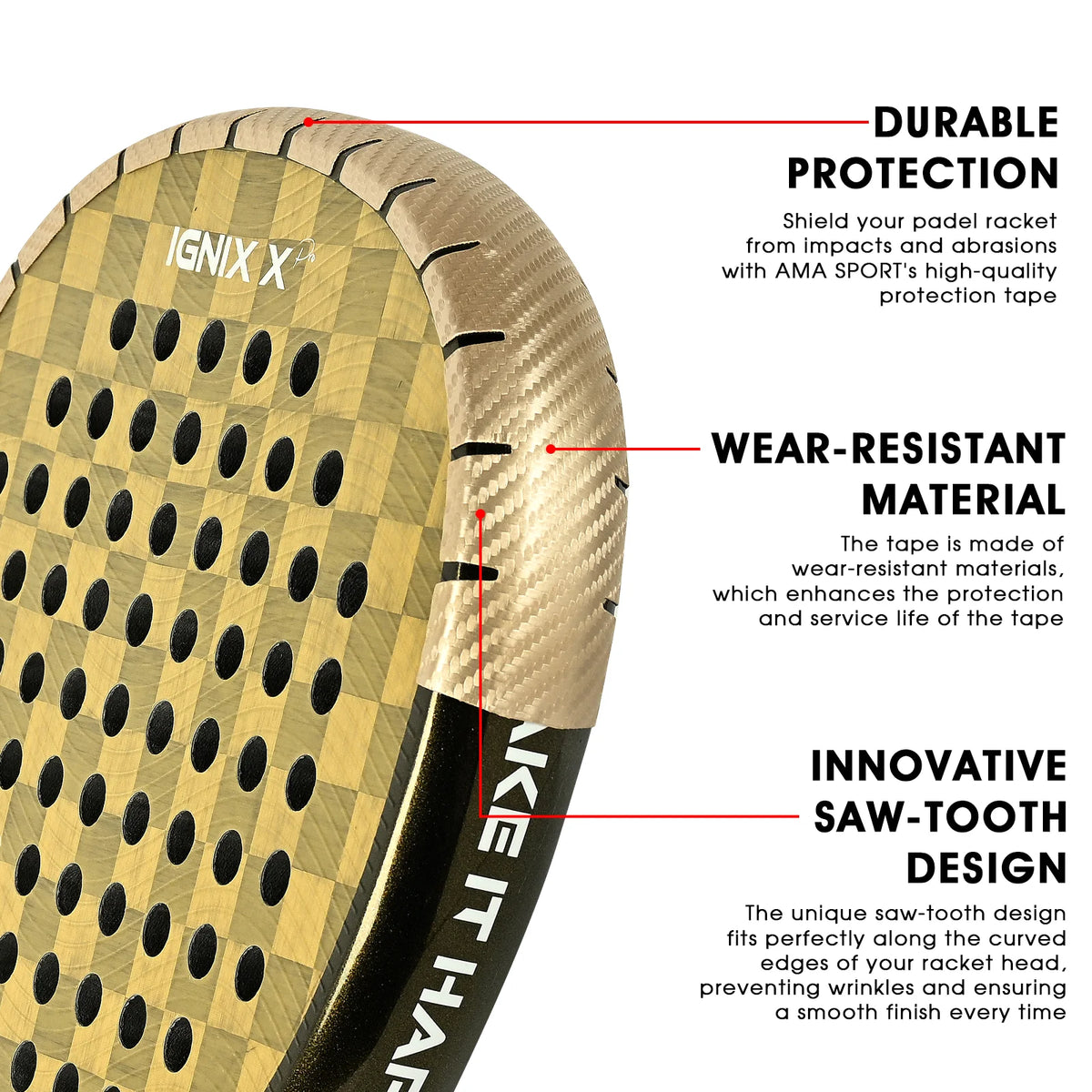 Padel Racket Protection Tape Pack of 2 4 or 6