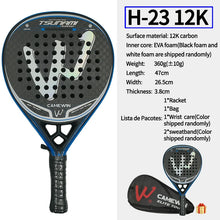 12K Carbon Fiber Padel Racket 26cm Face Size