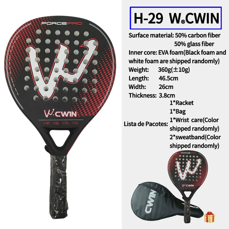 Padel Racket 50% Carbon Fiber and Glass Fiber