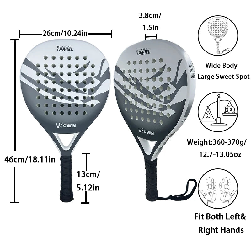 Cwin Carbon Fiber Padel Racket with EVA Foam Face