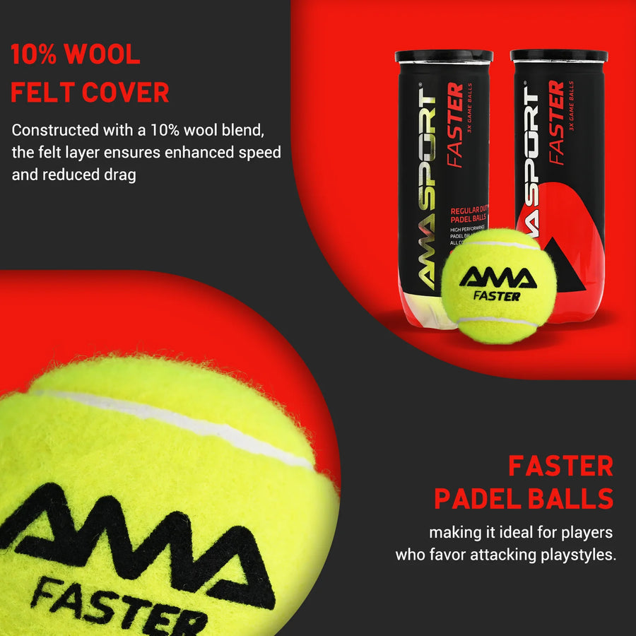 AMASPORT Padel Balls 10% Wool Felt Cover