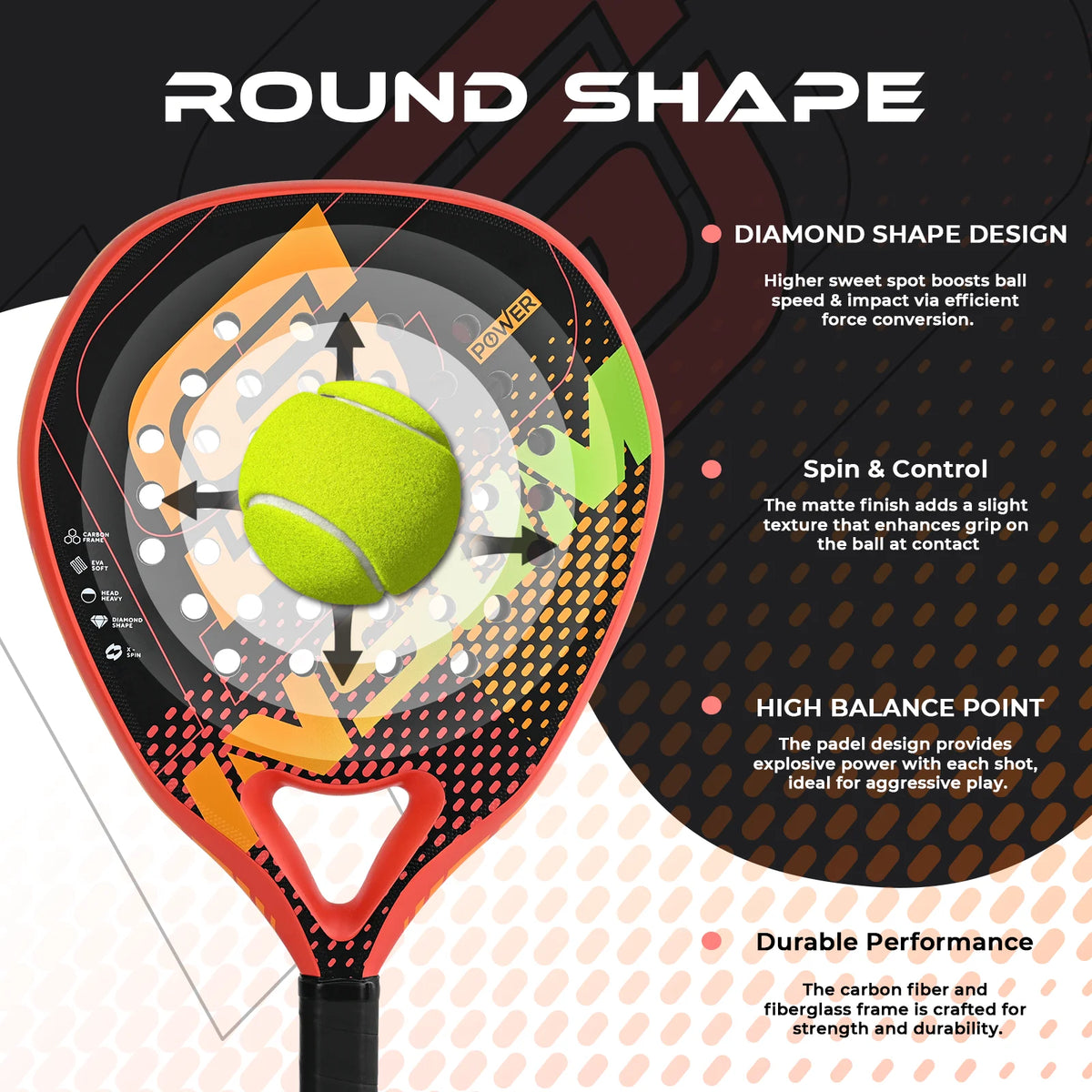 Lightweight Padel Racket 45.5 cm with Anti-Vibration System