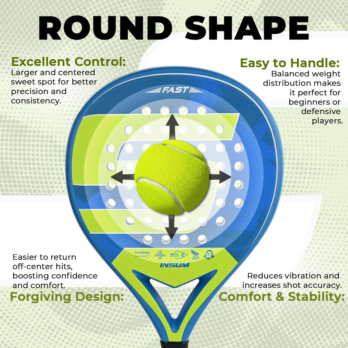 Carbon Fiber Padel Racket with EVA Foam Core